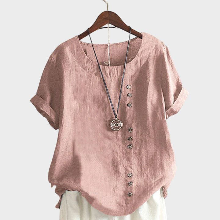 Maria Sintra™ - Blusa de manga curta com decote redondo