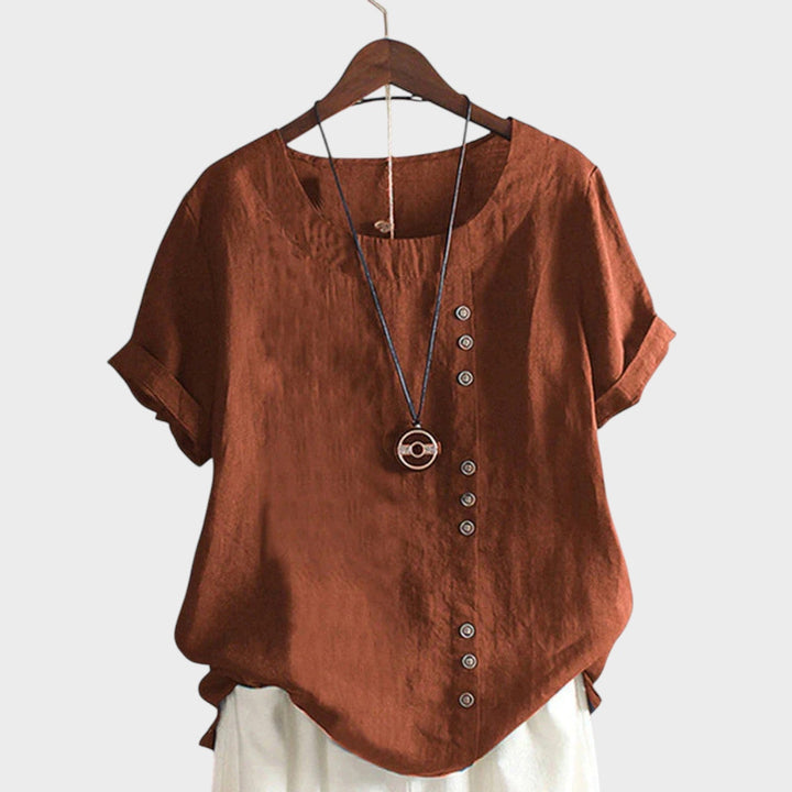 Maria Sintra™ - Blusa de manga curta com decote redondo