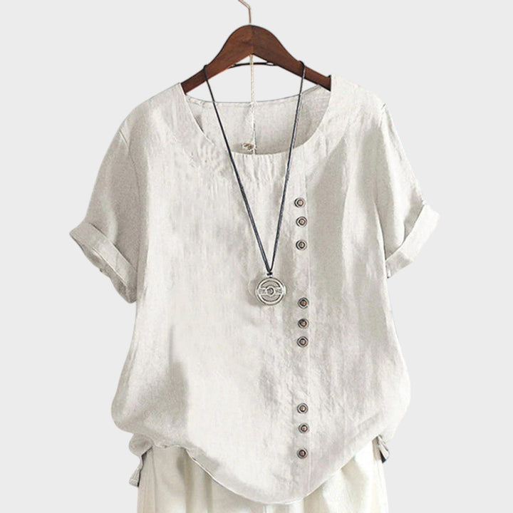 Maria Sintra™ - Blusa de manga curta com decote redondo